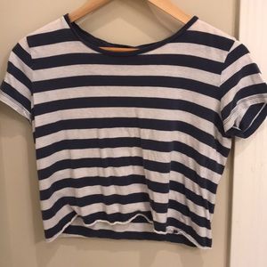 Blue and white striped crop top
